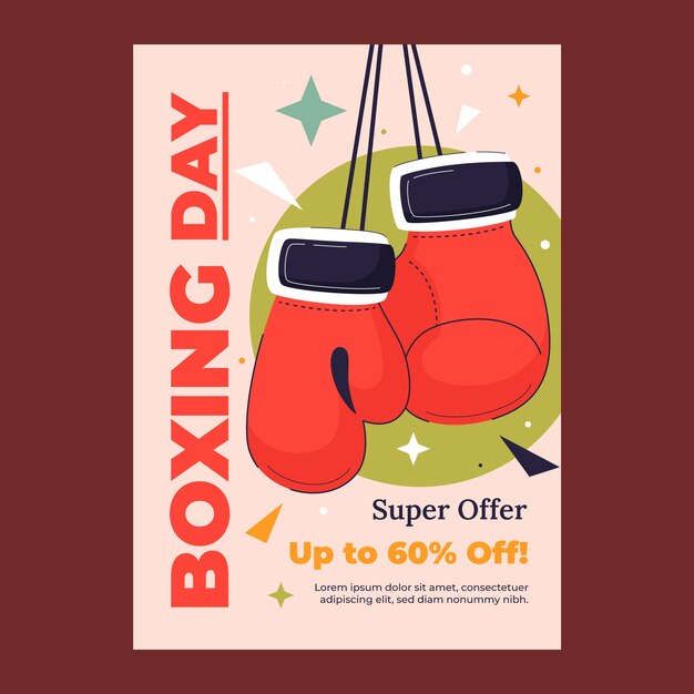 Bezpłatny wektor płaski bokserski dzień sprzedaży i zakupów pionowy plakat szablon