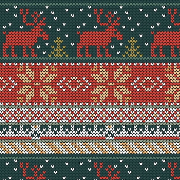 Bezpłatny wektor płaski, brzydki wzór swetra na sezon bożonarodzeniowy