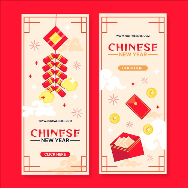 Płaski chiński nowy rok sprzedaży zestaw pionowych banerów
