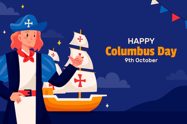 Bezpłatny wektor płaski columbus day tle