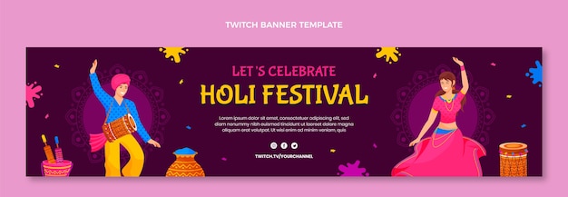 Płaski Holi Twitch Banner