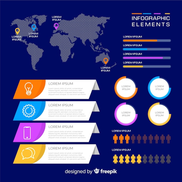 Bezpłatny wektor płaski infographic elementów szablon