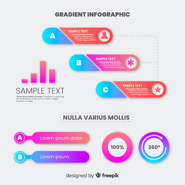 Płaski Infographic Szablon Gradientu Styl