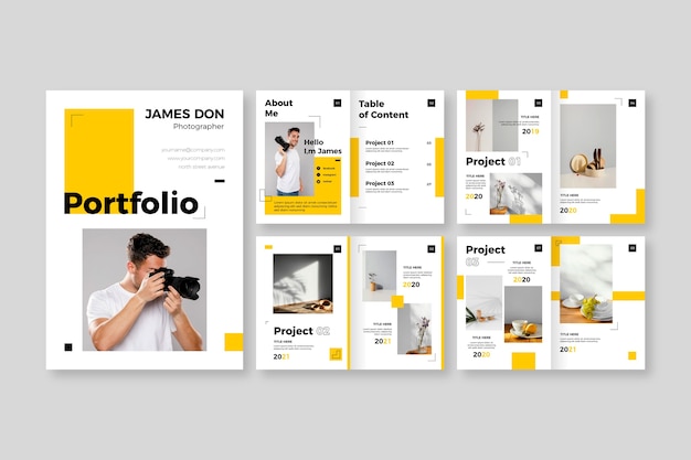 Płaski kolorowy szablon portfolio