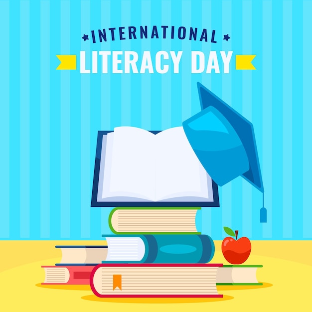 Bezpłatny wektor płaski międzynarodowy dzień alfabetyzacji