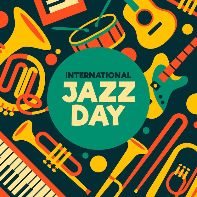 Bezpłatny wektor płaski międzynarodowy dzień jazzu