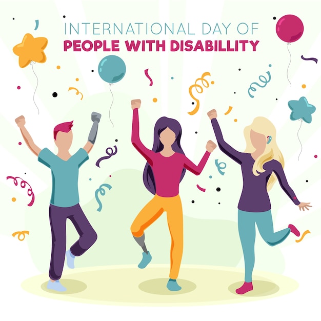 Bezpłatny wektor płaski międzynarodowy dzień osób niepełnosprawnych