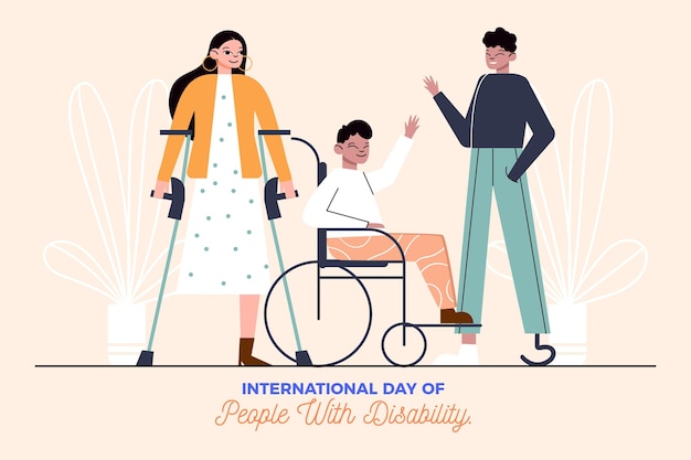 Bezpłatny wektor płaski międzynarodowy dzień osób niepełnosprawnych