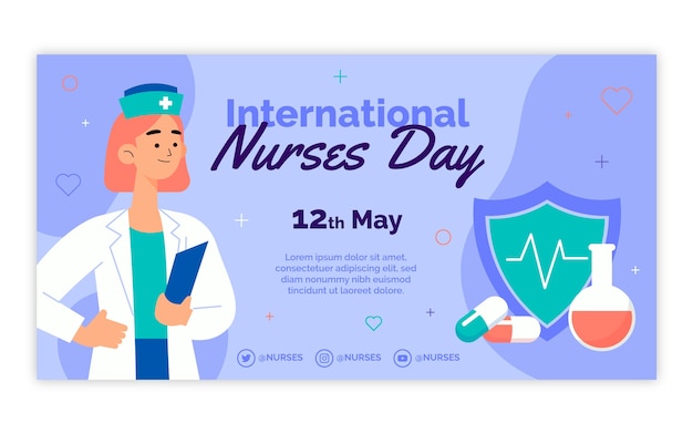 Płaski międzynarodowy szablon postu w mediach społecznościowych na dzień pielęgniarek