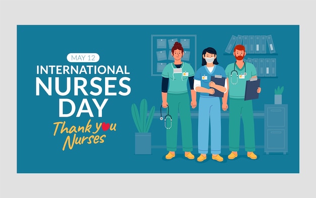 Bezpłatny wektor płaski międzynarodowy szablon postu w mediach społecznościowych na dzień pielęgniarek