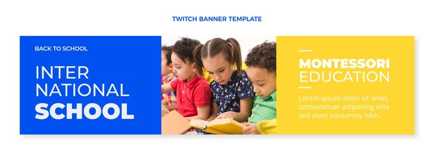 Płaski międzynarodowy szkolny baner twitch