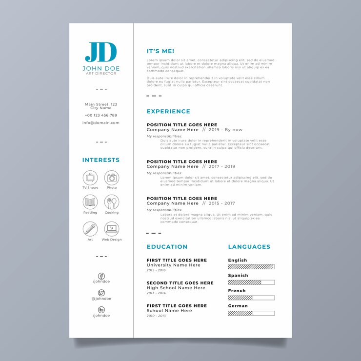 Bezpłatny plik Wektor płaski minimalistyczny szablon cv w stylu retro