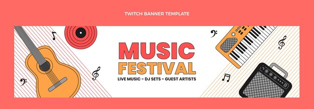 Płaski minimalny baner festiwalu muzycznego