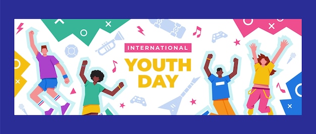 Płaski Nagłówek Twittera Na Międzynarodowy Dzień Młodzieży