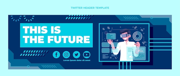 Płaski nagłówek Twittera w minimalnej technologii