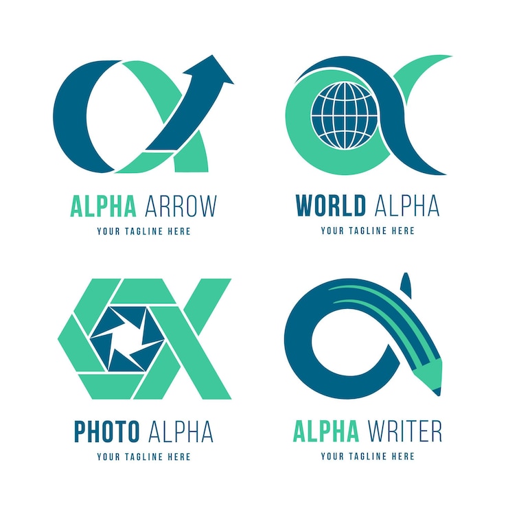 Bezpłatny plik Wektor płaski pakiet logo alfa