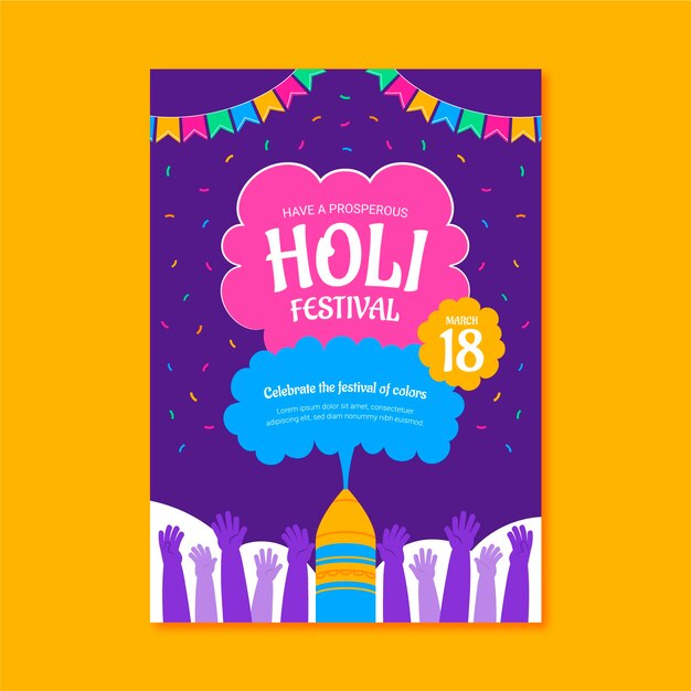 Płaski pionowy szablon plakatu holi