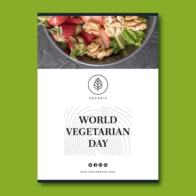 Bezpłatny wektor płaski pionowy szablon plakatu na światowy dzień wegetarian
