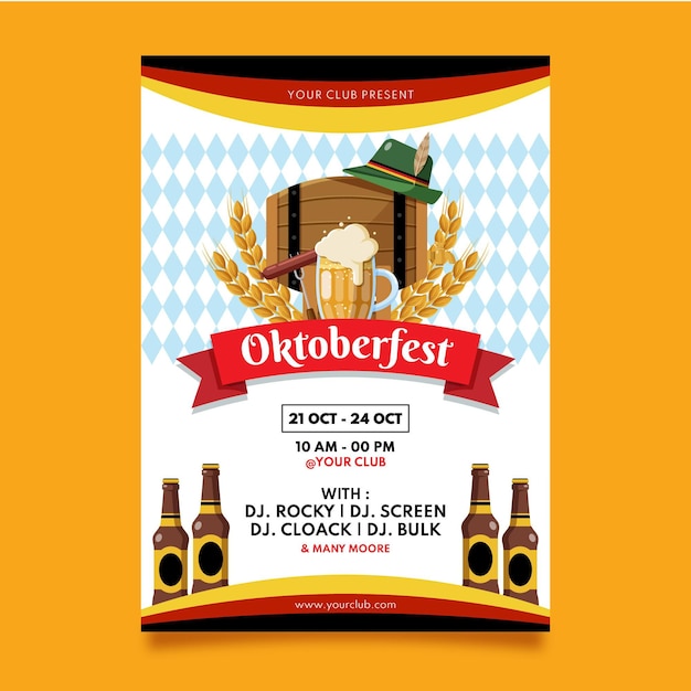 Płaski Pionowy Szablon Plakatu Oktoberfest