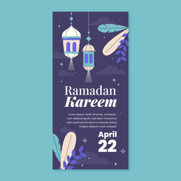 Płaski pionowy szablon transparentu na islamskie obchody ramadanu