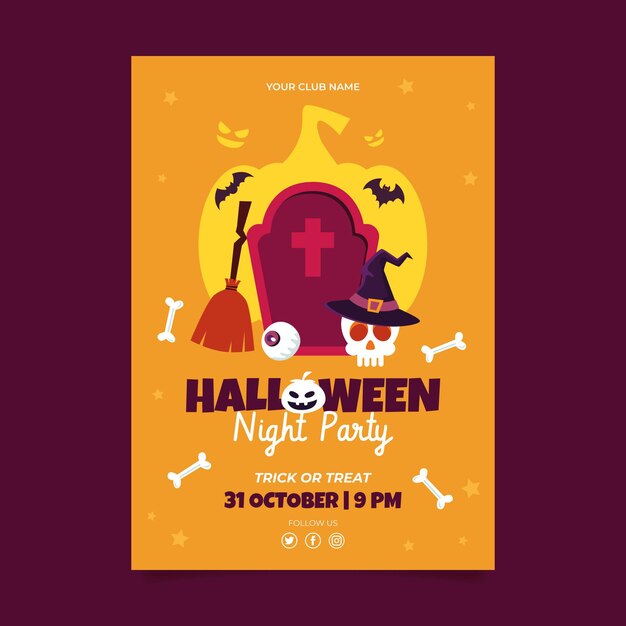 Płaski pionowy szablon ulotki halloween