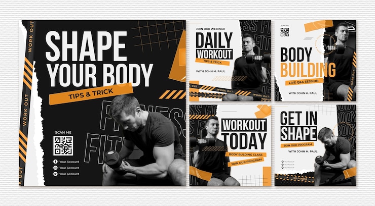 Bezpłatny plik Wektor płaski post na instagramie fitness