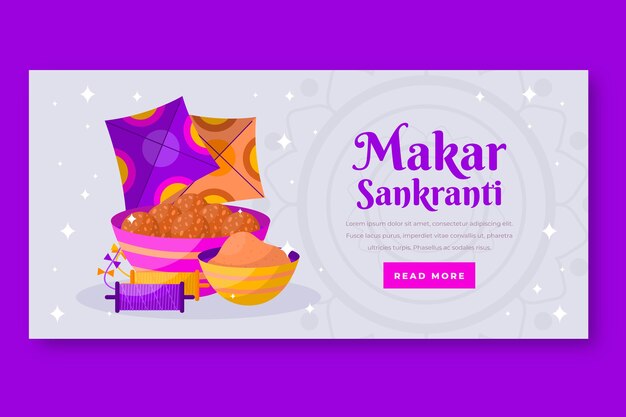 Płaski Poziomy Baner Makar Sankranti