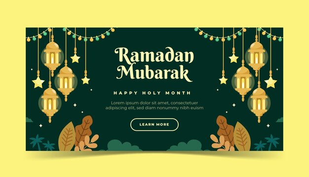 Płaski poziomy szablon transparentu na islamskie obchody ramadanu