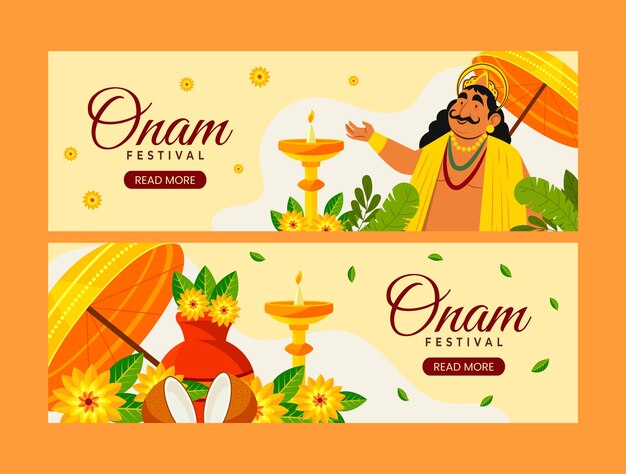 Płaski poziomy szablon transparentu na obchody festiwalu onam