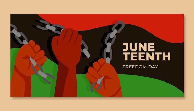 Bezpłatny plik Wektor płaski poziomy szablon transparentu na obchody juneteenth
