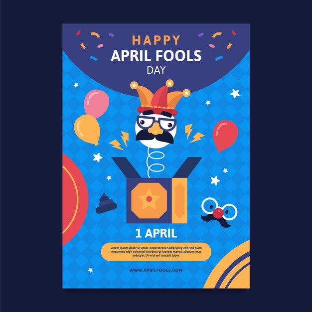 Płaski prima aprilis szablon ulotki pionowej
