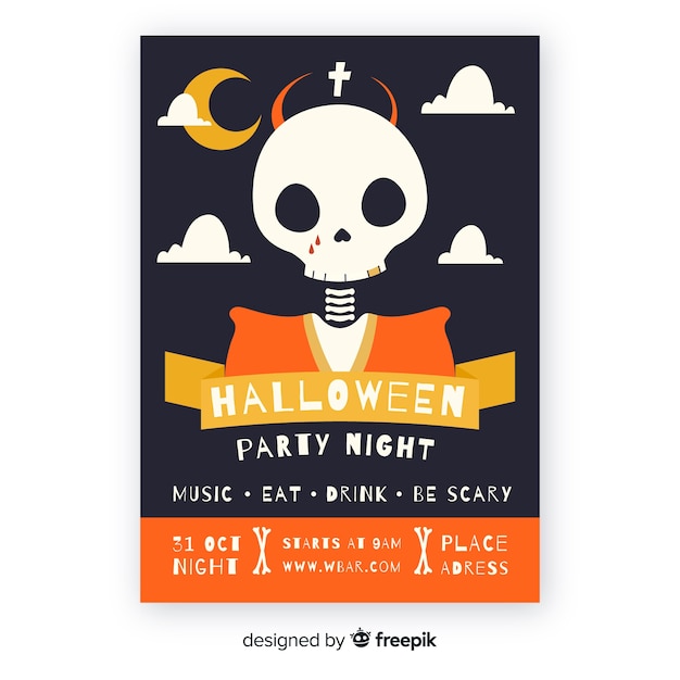 Płaski Projekt Halloween Party Plakat Szablon