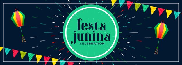 Płaski projekt transparentu uroczystości festa junina