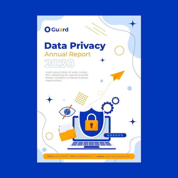 Bezpłatny wektor płaski raport roczny dotyczący prywatności danych