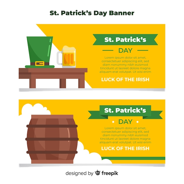 Bezpłatny wektor płaski st. banner patrick's day