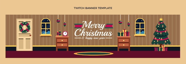 Bezpłatny wektor płaski świąteczny baner twitch