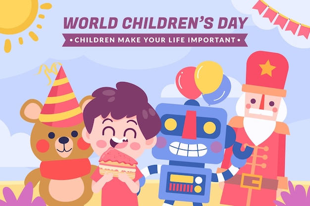 Płaski światowy dzień dziecka ilustracja