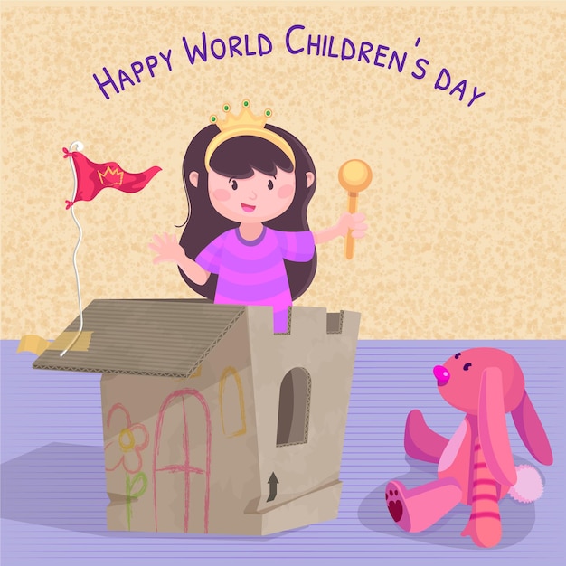 Bezpłatny wektor płaski światowy dzień dziecka ilustracja