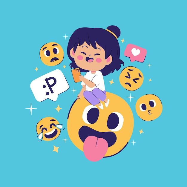 Płaski światowy Dzień Emoji Ilustracja Z Emotikonami