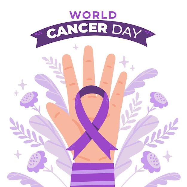 Bezpłatny wektor płaski światowy dzień raka ilustracja