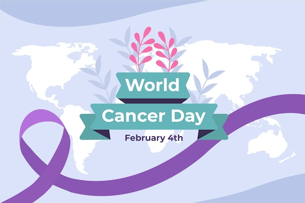 Bezpłatny wektor płaski światowy dzień raka w tle