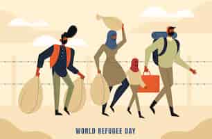 Bezpłatny wektor płaski światowy dzień uchodźcy
