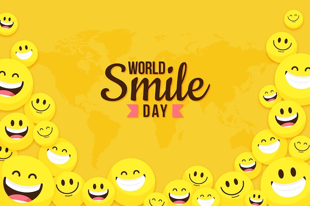 Płaski światowy dzień uśmiechu w tle