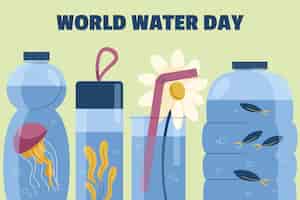 Bezpłatny wektor płaski światowy dzień wody w tle