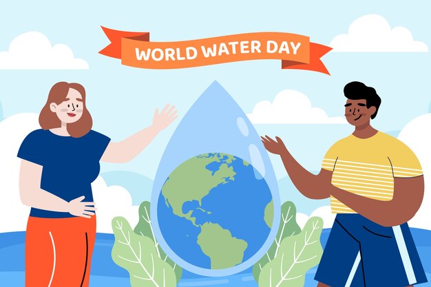 Płaski światowy dzień wody w tle