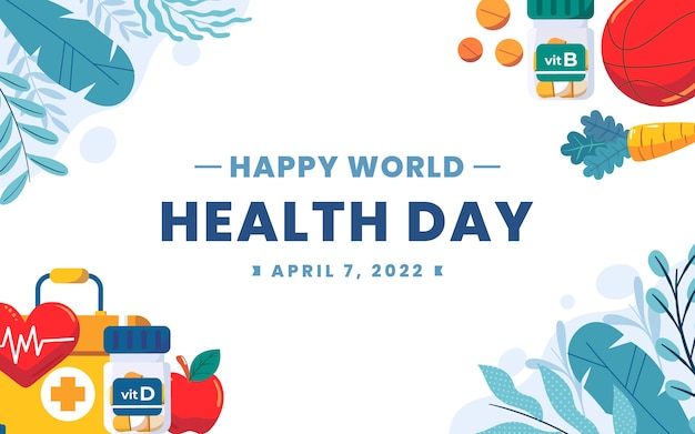Płaski światowy dzień zdrowia w tle
