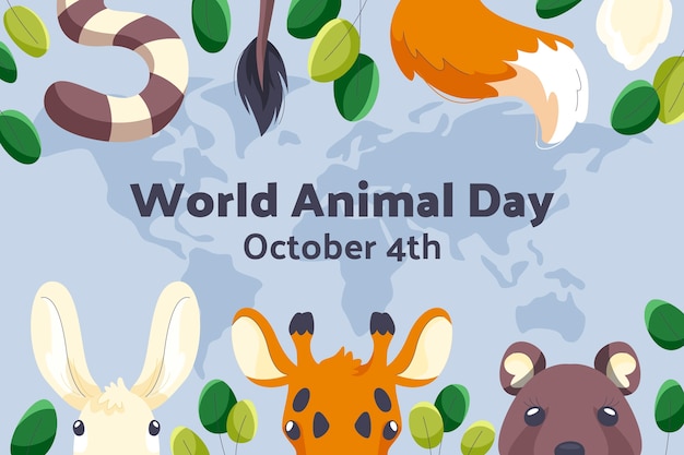 Płaski światowy dzień zwierząt w tle