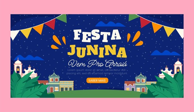 Płaski Szablon Banera Poziomego Festas Juninas