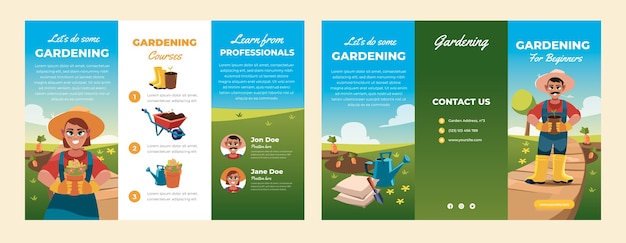 Bezpłatny wektor płaski szablon broszury ogrodniczej