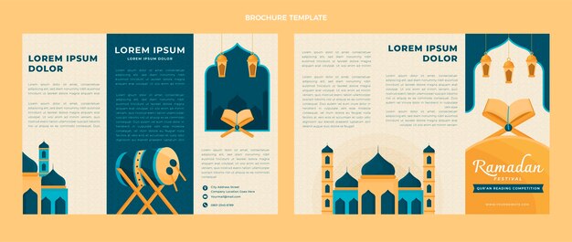 Bezpłatny wektor płaski szablon broszury ramadan